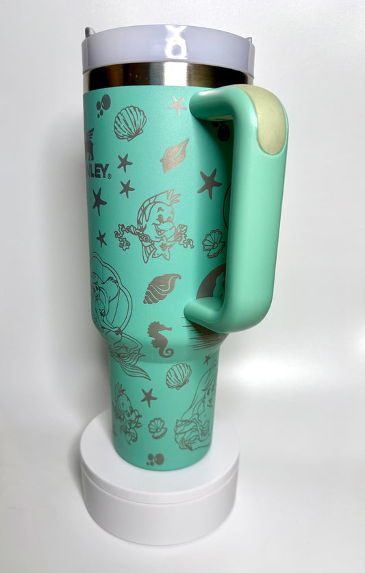 Little Mermaid Inspired Princess Custom Laser Engraved Stanley tumbler Cups 40 ozs
