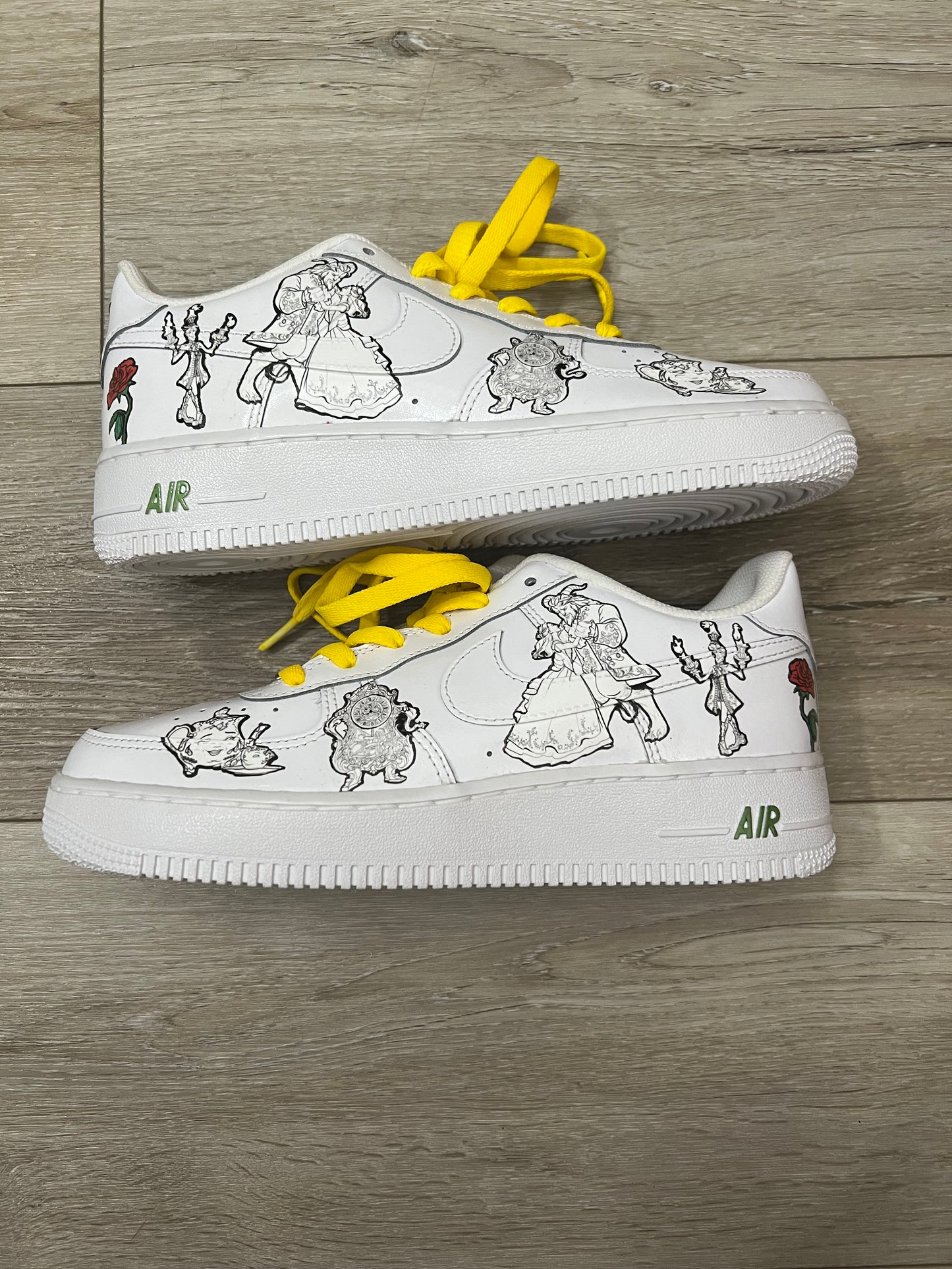 Belle Princess Inspired Custom Nike Air Force 1 line art design