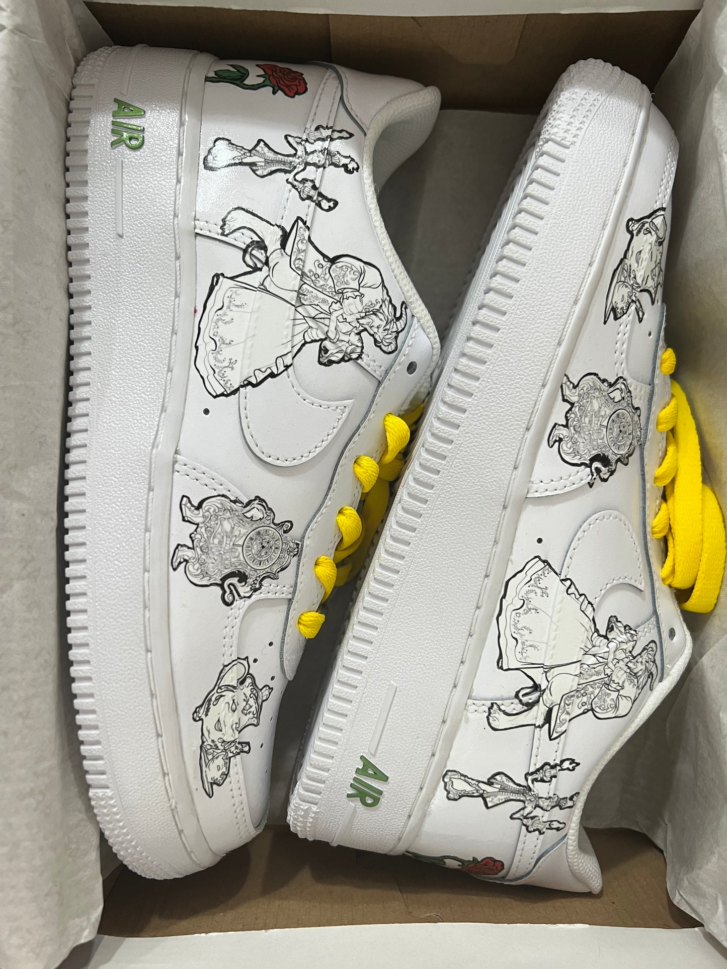 Belle Princess Inspired Custom Nike Air Force 1 line art design