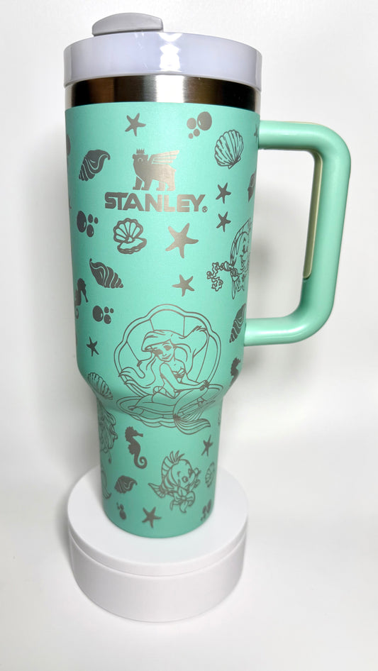 Little Mermaid Inspired Princess Custom Laser Engraved Stanley tumbler Cups 40 ozs