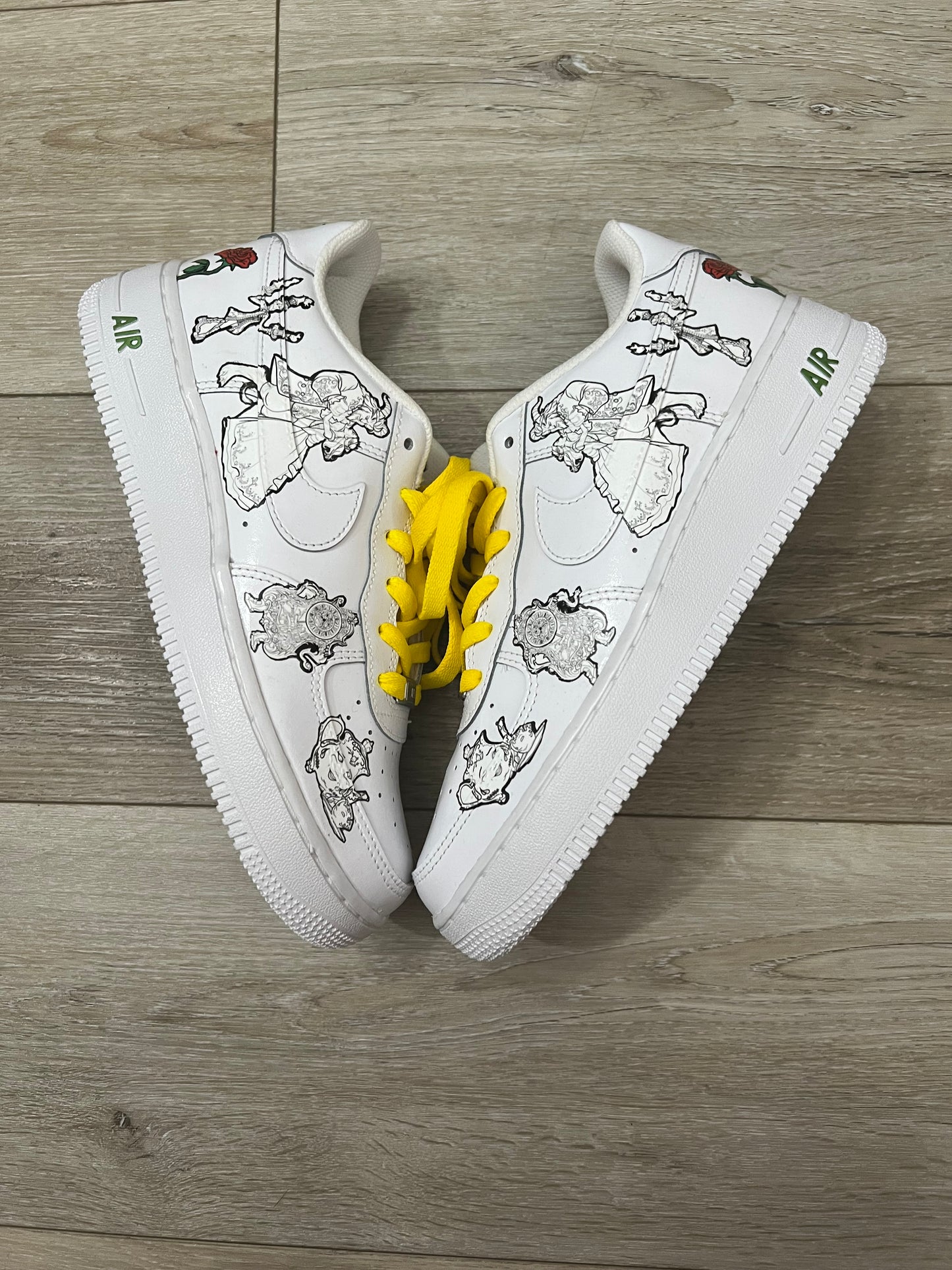 Belle Princess Inspired Custom Nike Air Force 1 line art design