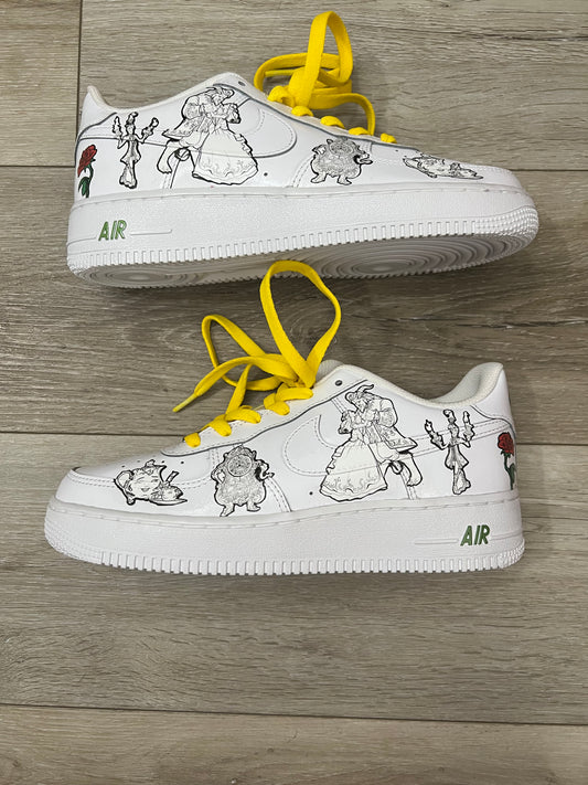 Belle Princess Inspired Custom Nike Air Force 1 line art design