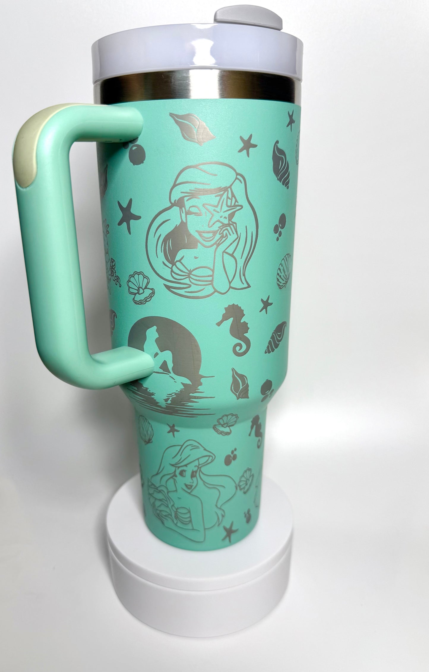 Little Mermaid Inspired Princess Custom Laser Engraved Stanley tumbler Cups 40 ozs